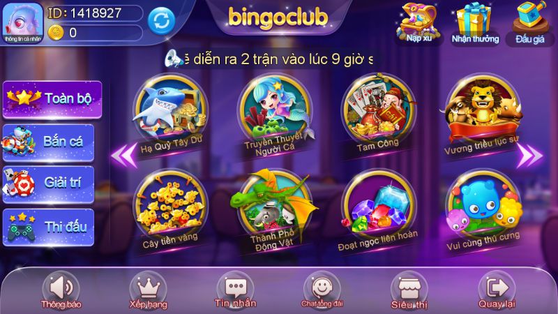 Các game đấu bắn cá bingo club phổ biến 